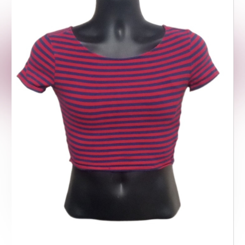 Small Blue and Red Crop Top